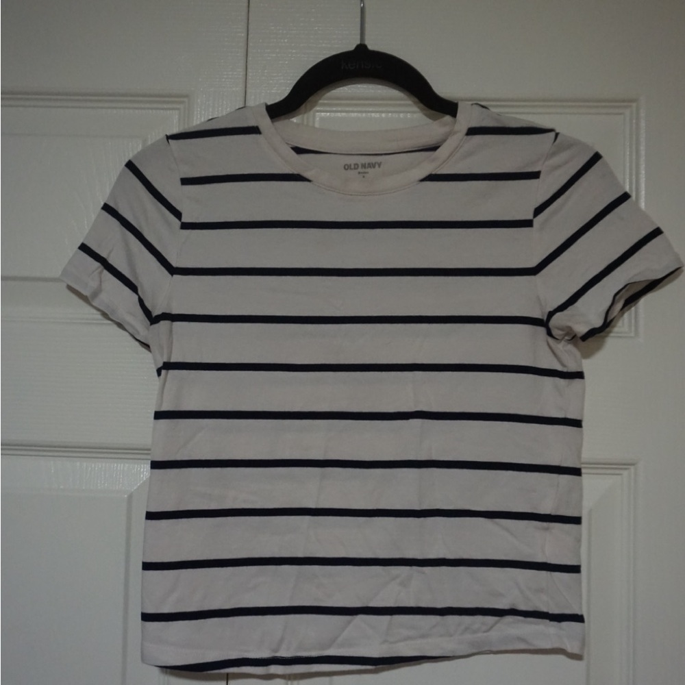 Old Navy Navy and White Striped Tee